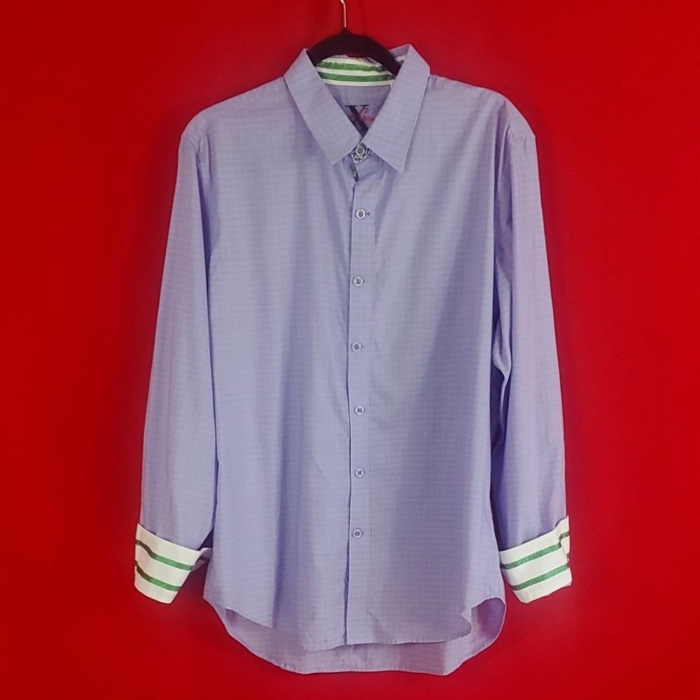 Robert Graham Lavender Long Sleeve Shirt with Green-Trim Cuffs, price is firm
